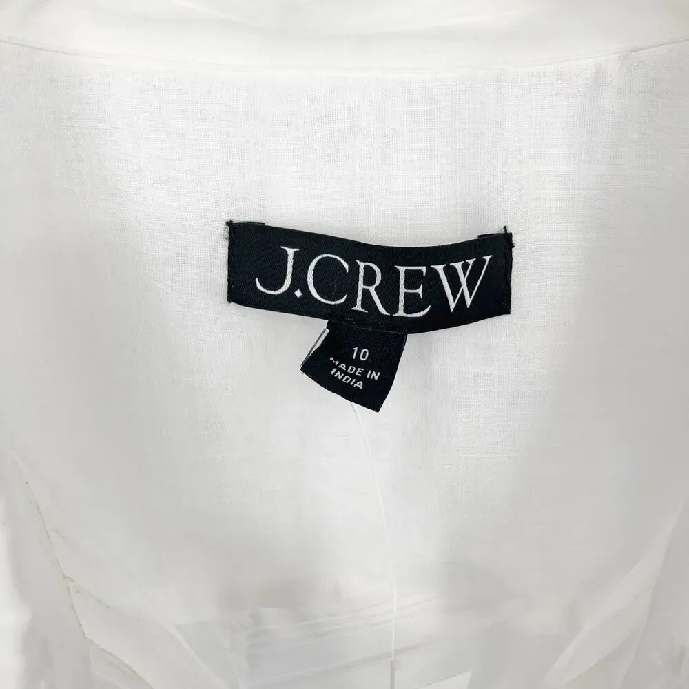 J.Crew Cerise Midi shirt-dress in ramie White Size 10 NWT Old Money Quiet Luxury - Picture 5 of 7
